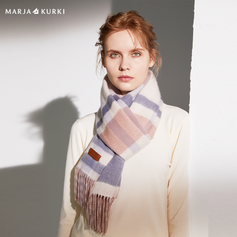 MARJAKURKI瑪麗亞古琦雙面格子羊絨圍巾女冬季高級感時尚圍脖禮盒_marjakurki旗艦_服飾配件_皮帶_帽子_圍巾