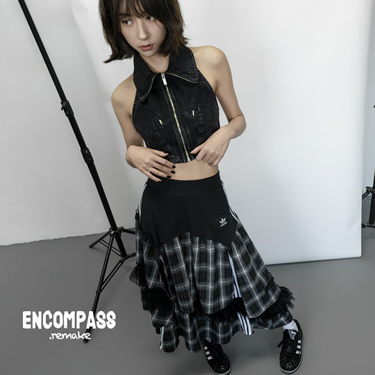 Adidas Clover Remake patchwork plaid skirt Jerseychic ENCOMPASS