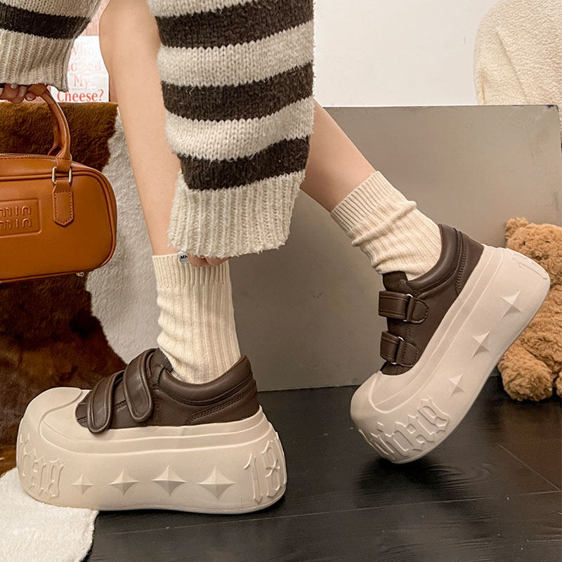 大头乐福鞋女2025秋季新款做旧厚底松糕贝壳头低帮鞋魔术贴休闲鞋,淘宝优惠券,粉丝福利购,淘宝优惠卷