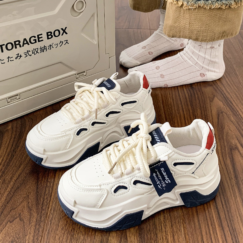 网红爆款老爹鞋女2025年春秋新款学院风厚底增高小白鞋运动休闲鞋,淘宝优惠券,粉丝福利购,淘宝优惠卷