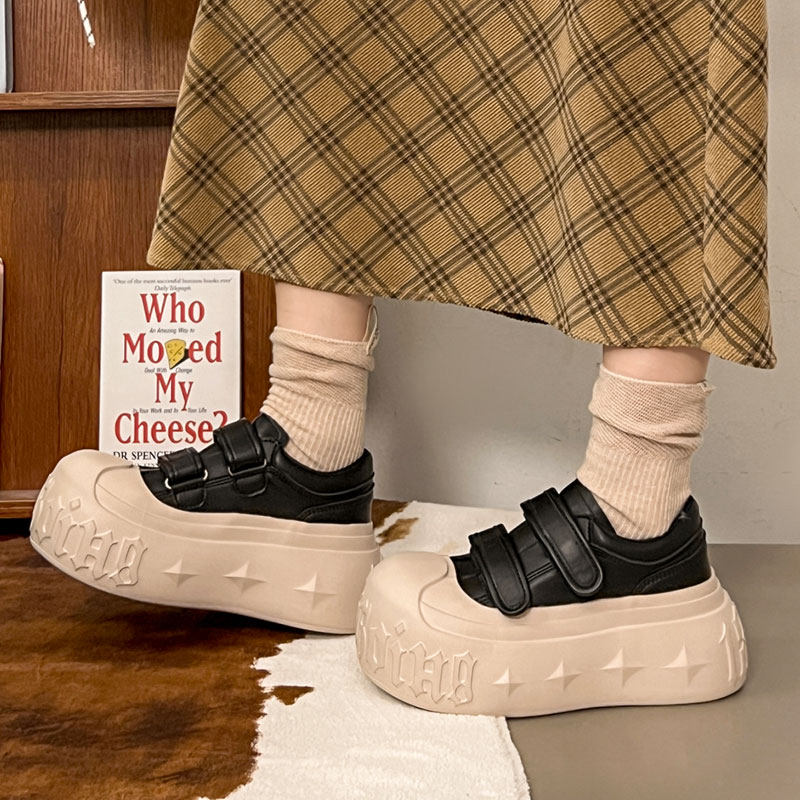 大头乐福鞋女2025秋季新款做旧厚底松糕贝壳头低帮鞋魔术贴休闲鞋,淘宝优惠券,粉丝福利购,淘宝优惠卷