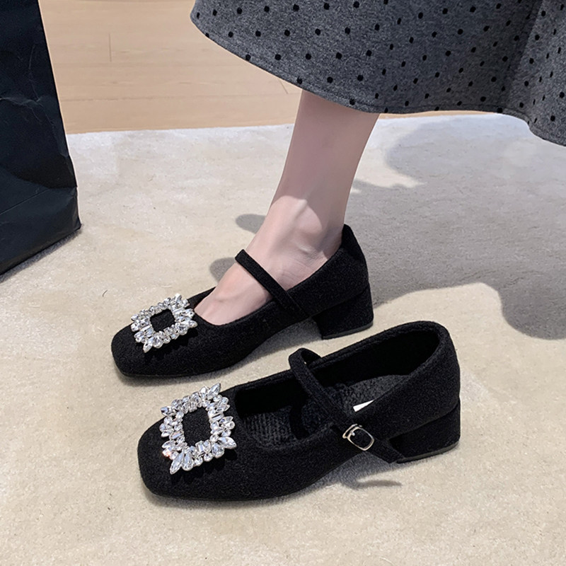 法式玛丽珍单鞋女2025秋季新款高级感气质高跟鞋配裙子水钻晚晚鞋,淘宝优惠券,粉丝福利购,淘宝优惠卷