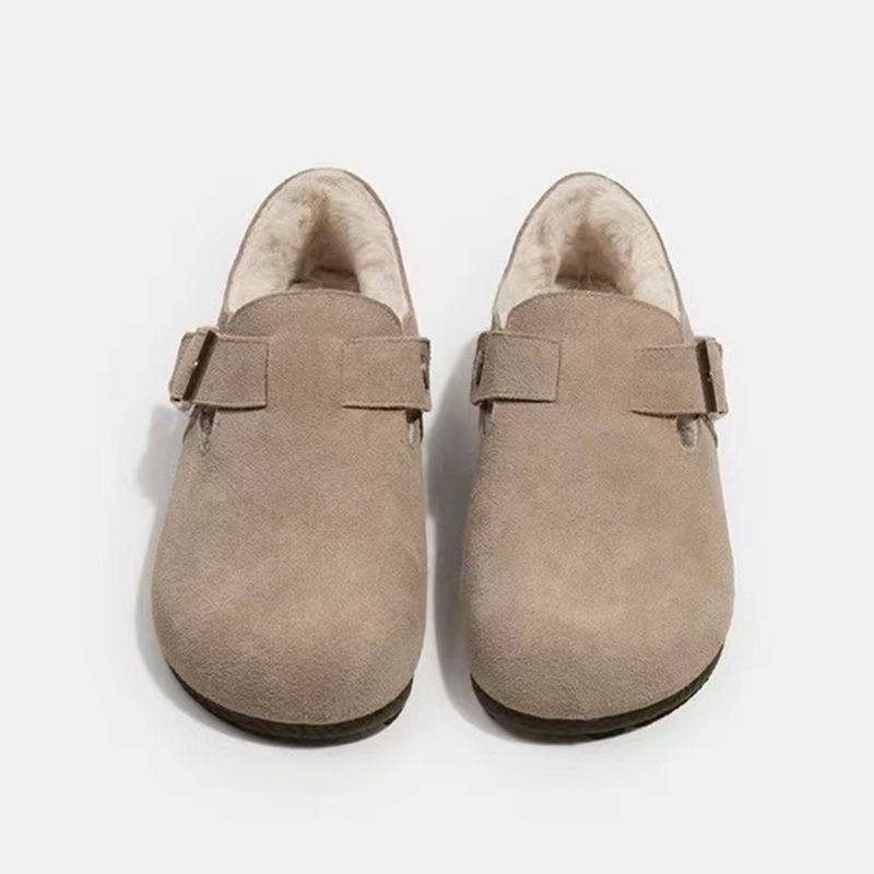 毛毛全包加绒勃肯鞋女2025秋冬新款平底懒人一脚蹬豆豆博肯棉鞋子,淘宝优惠券,粉丝福利购,淘宝优惠卷