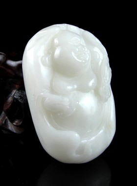 钱塘邮社   和田玉白玉   弥勒佛把件