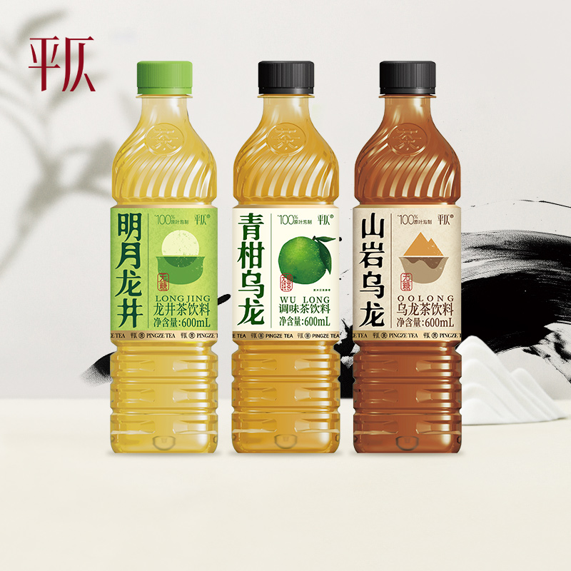 【好物体验专享】平仄明月龙井青柑乌龙茶饮料600mL*4瓶无糖茶饮 - 图0