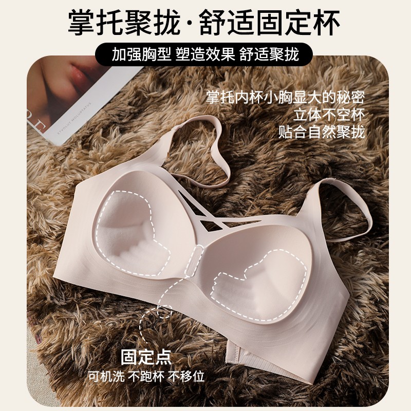 内衣女小胸聚拢收副乳防下垂显大2025新款固定杯无钢圈无痕文胸罩