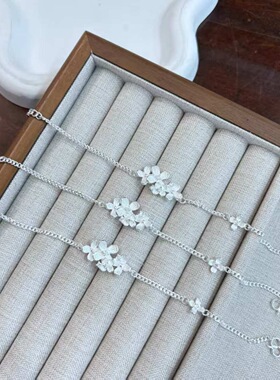精品足银990微镶栀子花手链女时尚精致高级感繁花手链送女友礼物