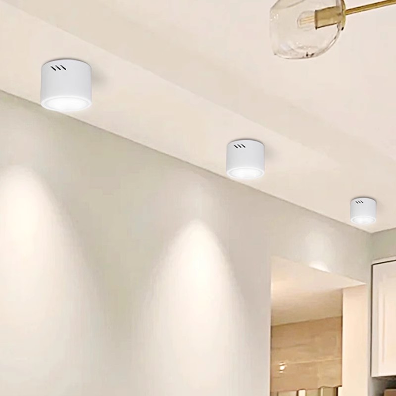 明装筒灯简约现代创意家用无主灯圆形新款高级感客厅走廊天花板灯-图0