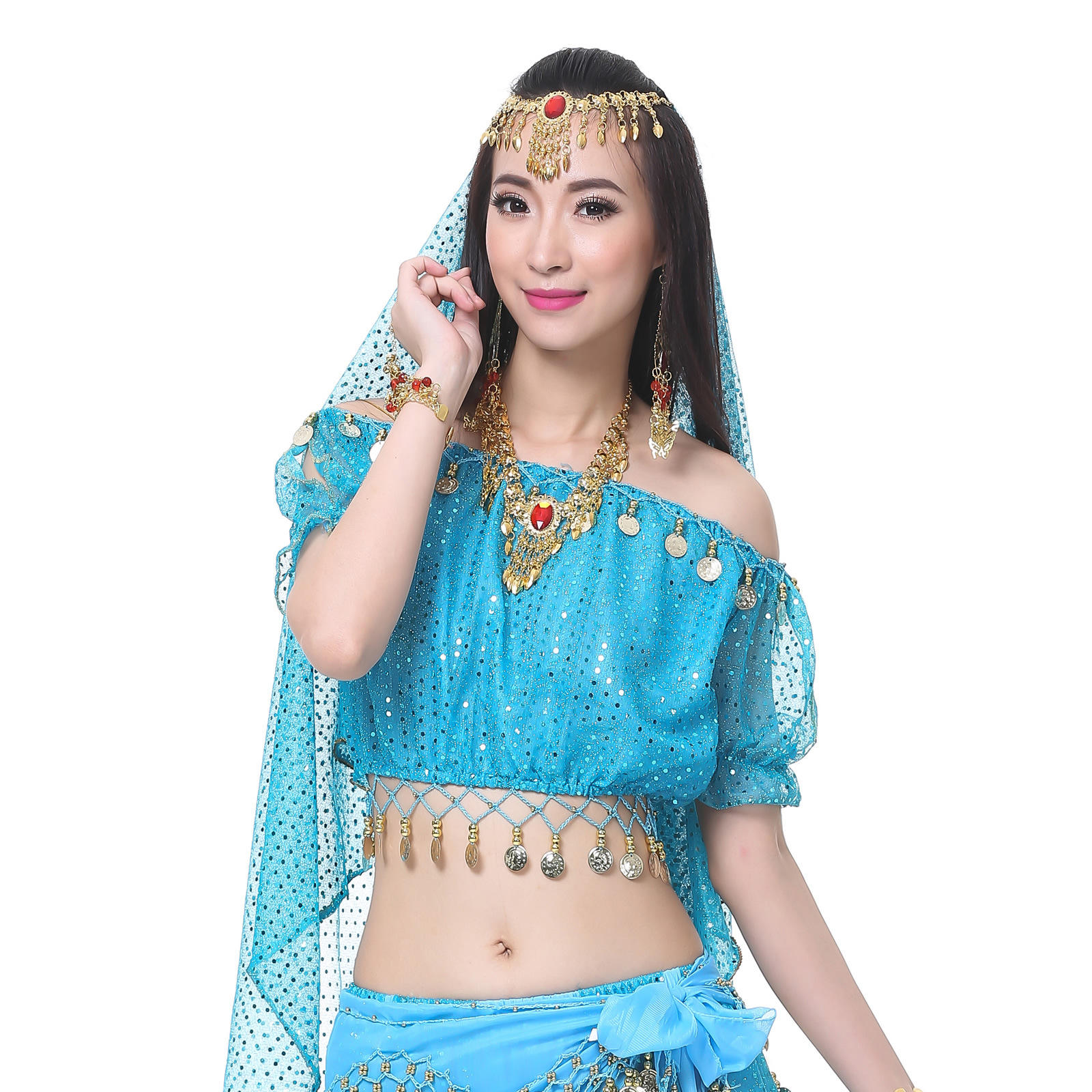 亮点灯笼短袖,肚皮舞,肚皮舞服装,肚皮舞灯笼短袖服装厂 - 图2