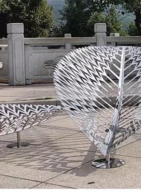 不锈钢树叶雕塑创意仿真金属镂空叶子户外酒店园林庭院水景装饰品