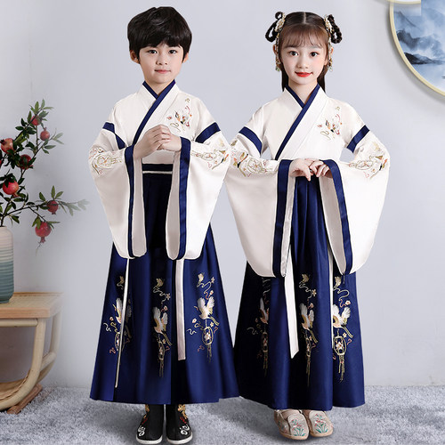 汉服男童国学服中国风古装书童服装三字经弟子规儿童演出服小学生 - 图2