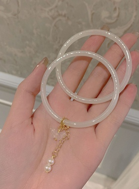 山治白茶诗集一步一响仿玉髓叮当镯气质温柔超仙小众手镯轻奢小众