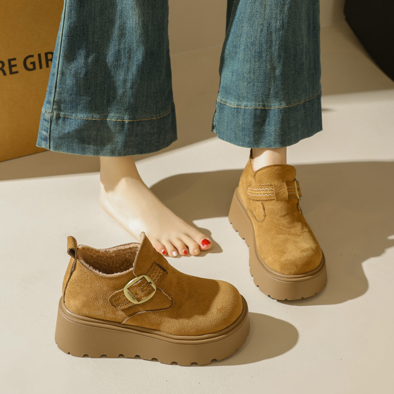 厚底增高7CM小个子勃肯鞋女加绒2025新款冬季乐福鞋一脚蹬二棉鞋,淘宝优惠券,粉丝福利购,淘宝优惠卷