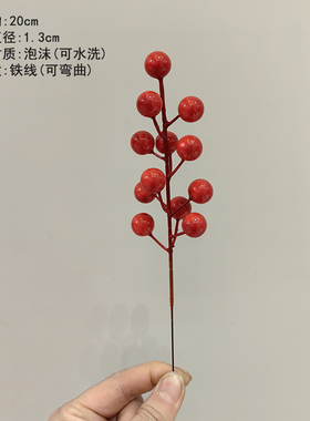 发财果红果金色系叶子仿真花新年插花diy材料尤加利小扇叶插花材