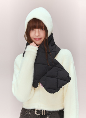 CHUU字母撞色拼接围巾女士2026冬季新品休闲百搭简约绗缝保暖围脖