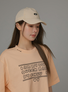 CHUU字母贴标棒球帽女2026年夏季新品时尚百搭纯色鸭舌帽简约帽子