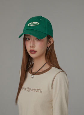 CHUU字母刺绣鸭舌帽女2026年春秋新品韩系豹纹撞色休闲棒球帽子