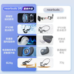 JBL NEARBUDS2音乐疾风二代开放式运动蓝牙耳机跑步运动无线耳机