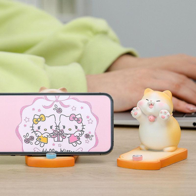 猫咪手机桌面支架可爱摆件办公室工位解压治愈好物送女生小礼物