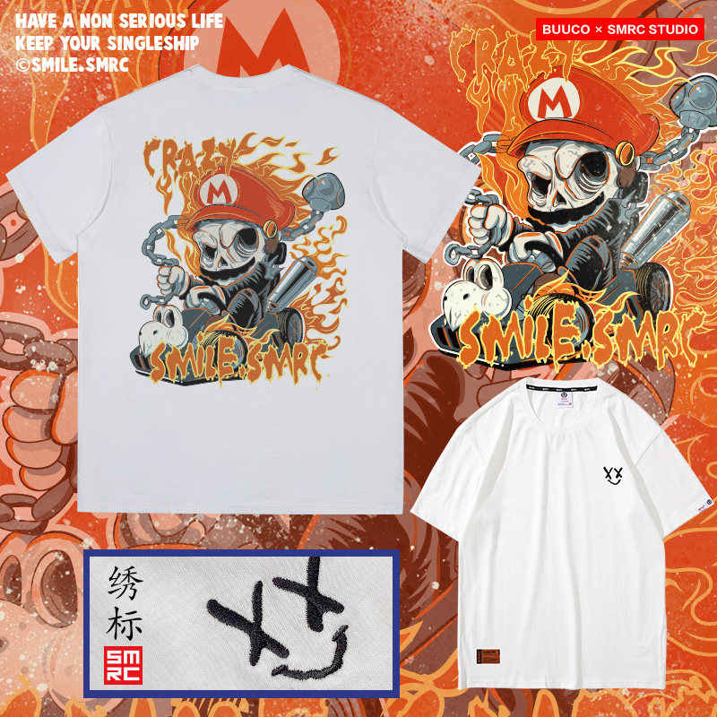 马里奥联名超级玛丽定制潮牌男卫衣 布错T恤