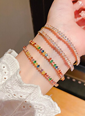 法式锆石蝴蝶双层开口手镯轻奢高级感手环个性精致时尚百搭手饰女