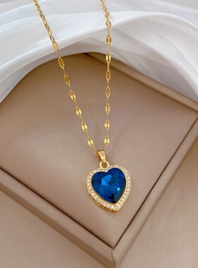 【钛钢】满钻爱心轻奢气质华丽满钻项链女网红百搭锁骨链钛钢链条