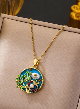 项链莫奈花园油画花朵项链复古法式小众时尚不掉色高级感热销饰品