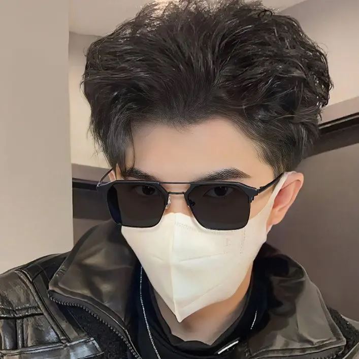 双梁近视墨镜男款有度数高级感ins痞帅司机开车钓鱼专用太阳眼镜 - 图0