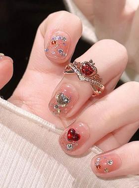 儿童爱心水晶宝石戒指女童公主开口小孩戒环指环甜美小女孩食指戒