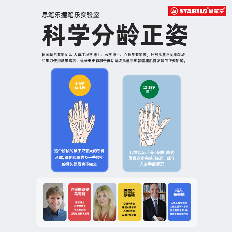 stabilo思笔乐 洞洞铅笔儿童幼儿园初学者矫正控笔小学生一二年级专用握笔器粗杆写字文具用品套装hb练字铅笔