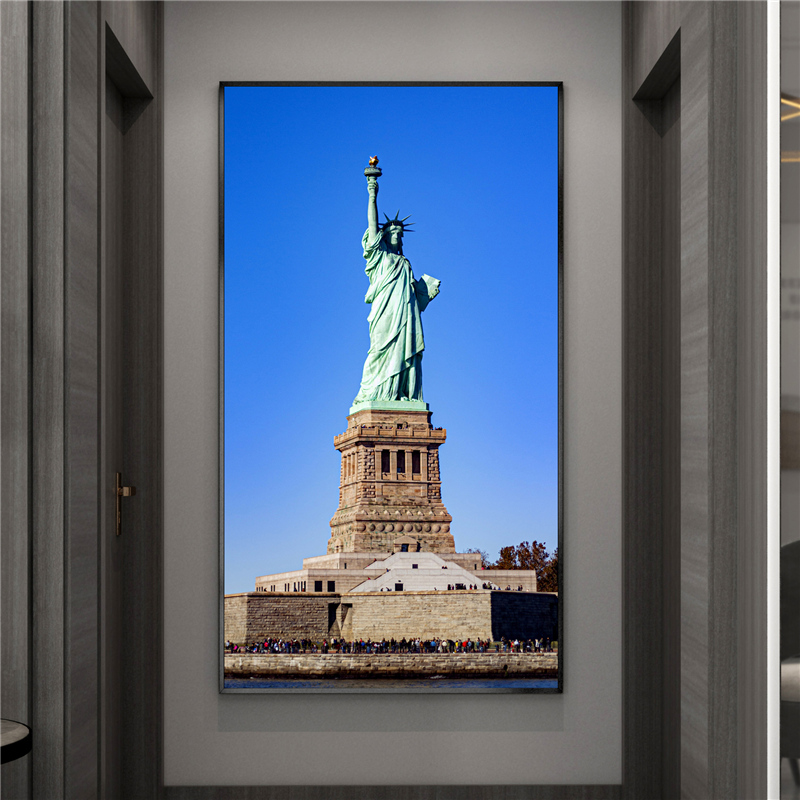 美国风景装饰画自由神像晶瓷画照片纽约曼哈顿旅游金门大桥挂画-图2