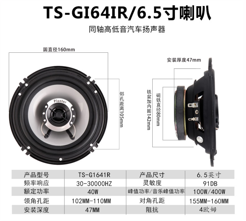 长城哈弗M1M4H1H2H5H6H7汽车同轴喇叭音响全频6.5寸改装重低音炮-图2