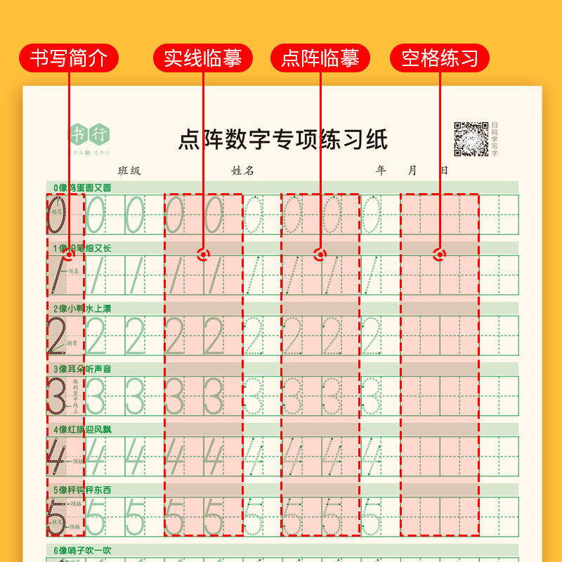 数字拼音字母口算练字帖一二三四年级硬笔临摹控笔训练幼儿园口算纸笔画学前班练字本速算口算练习本学前入门练习册-图1