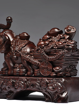 黑檀木雕大象摆件实木雕刻工艺品