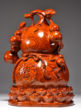 木雕葫芦摆件送礼工艺品客厅桌面