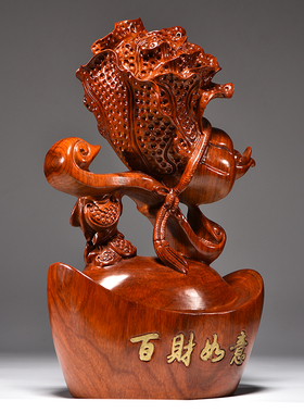 如意客厅实木雕刻开业乔迁装饰品