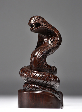 黑檀木十二生肖家居客厅眼镜蛇