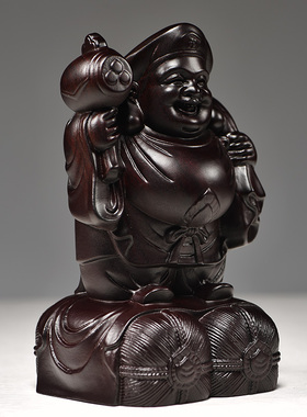 黑檀实木雕刻大黑天摆件佛像