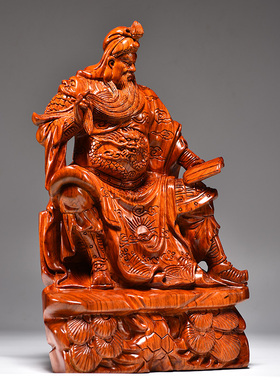 唐趣花梨木e雕关公实木雕刻关羽神像看书夜读春秋武财神红木工艺