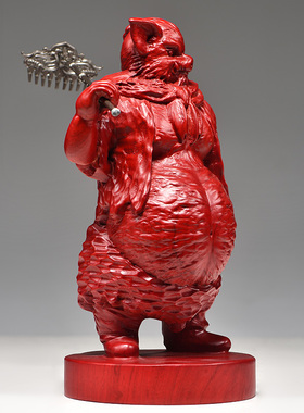 红色木雕猪八戒摆件二师兄天蓬元帅生肖木质猪桌面装饰家居送礼品