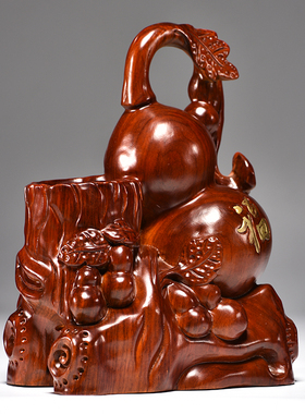 木雕葫芦笔筒家居客厅工艺礼品