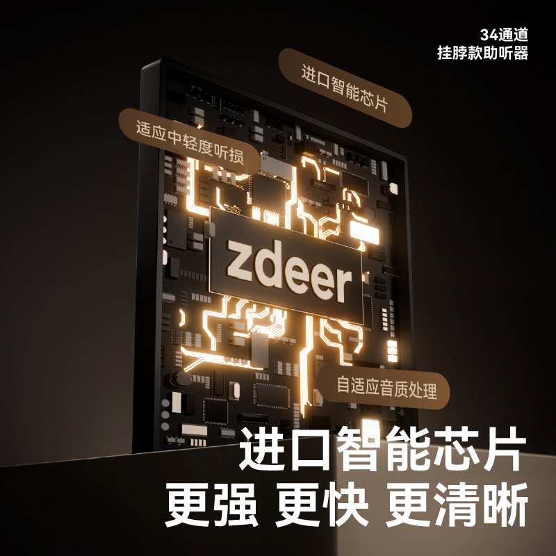 zdeer左点挂脖式助听器老人专用正品耳聋耳背无线骨传导助听器 - 图0