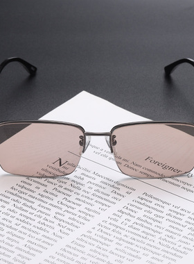 晶工匠弯托半框拉丝精巧水晶眼镜