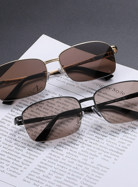 晶工匠天然水晶眼镜男石头镜中老年养目太阳镜开车水晶石眼镜半框