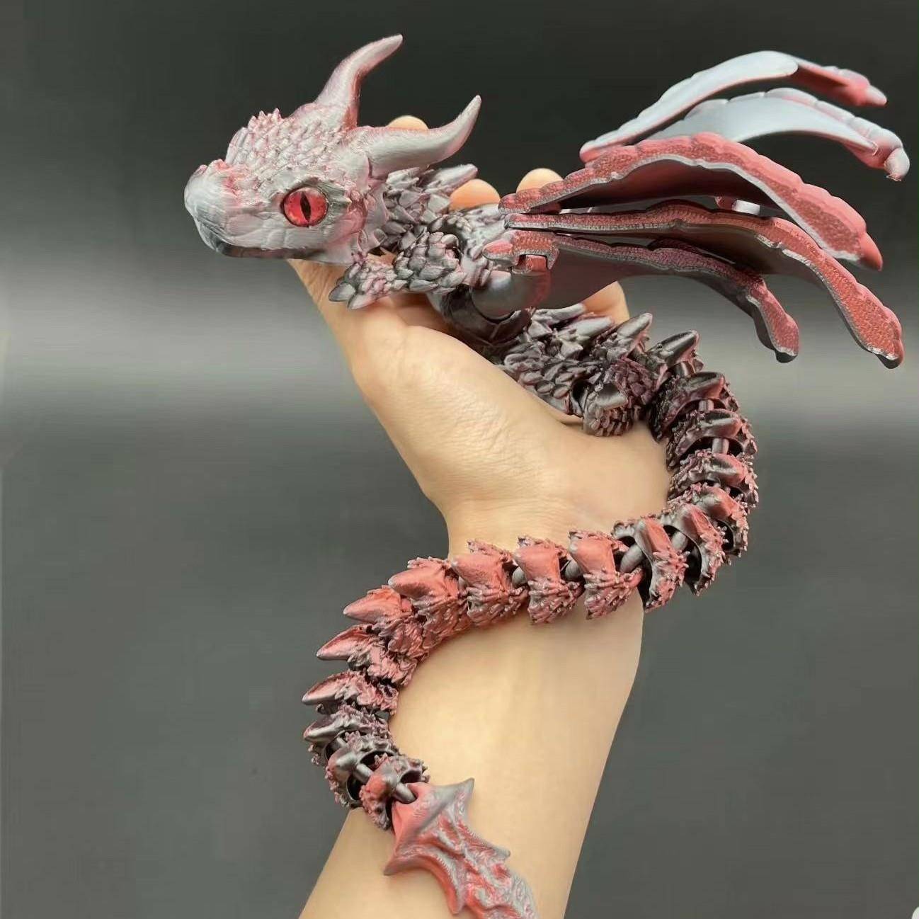 3D打印双角飞龙带翅膀多关节灵活可动镭射渐变爆款模型儿童玩具 - 图2
