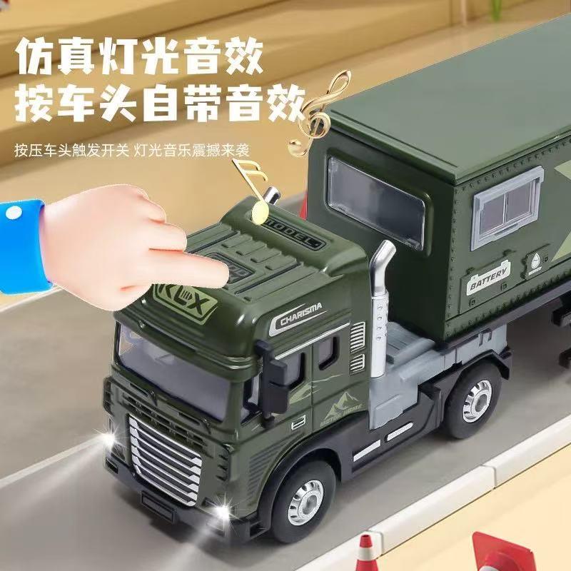 加长版合金拖挂房车半挂玩具儿童露营大卡车模型大号仿真车模男孩 - 图2