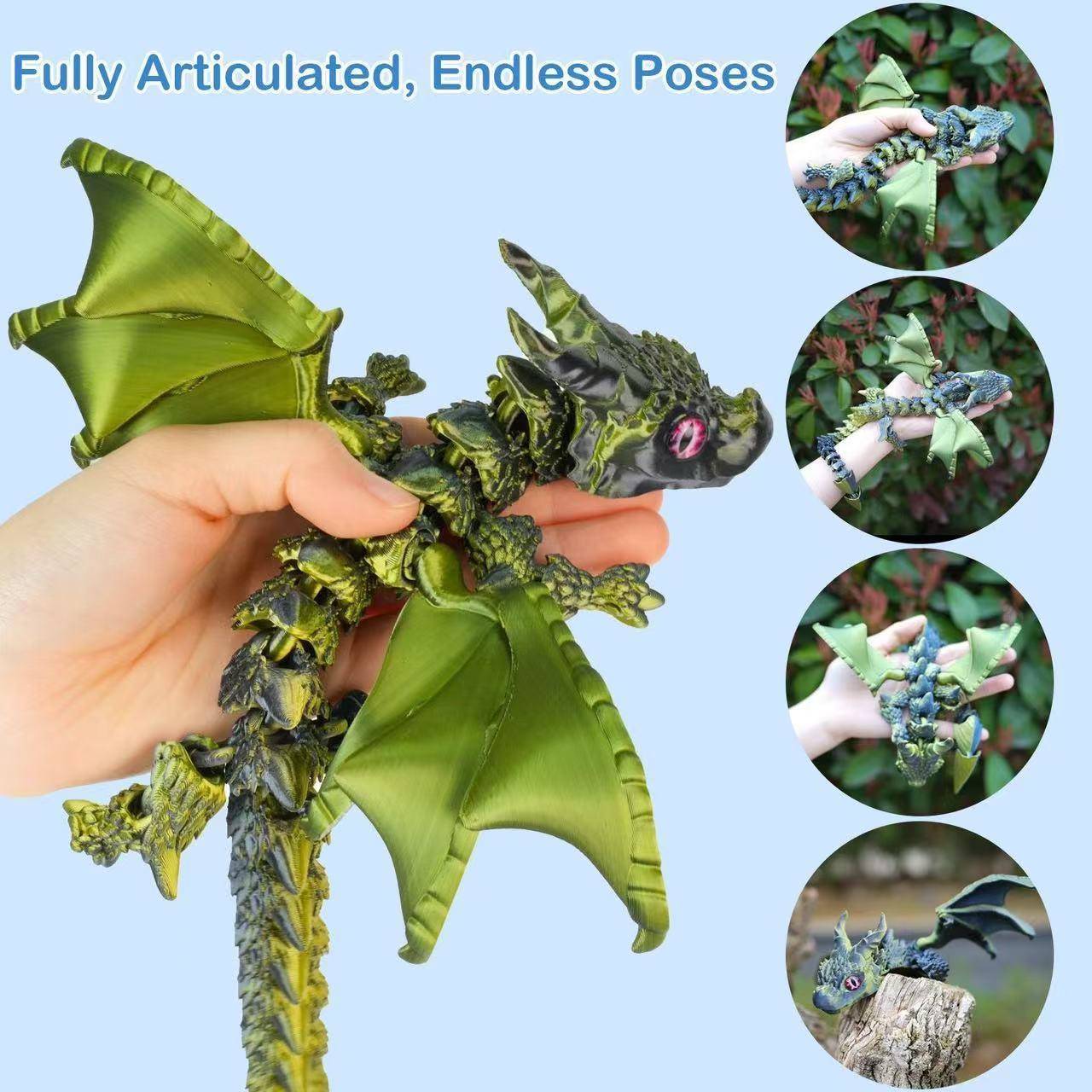 3D打印双角飞龙带翅膀多关节灵活可动镭射渐变爆款模型儿童玩具 - 图1