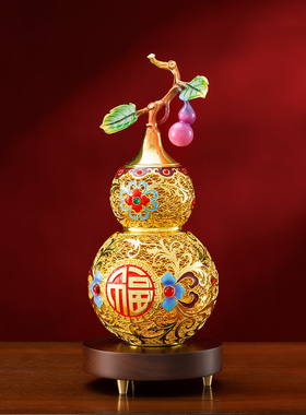 金葫聚福花丝铜福禄葫芦摆件