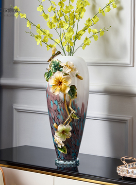 平安纳福高端珐琅彩艺术花瓶摆件