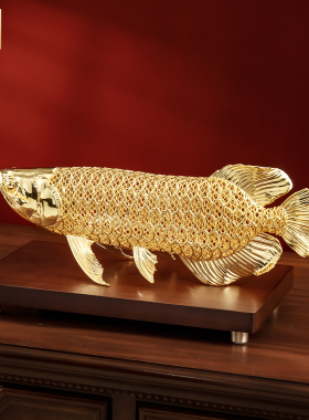 非遗工艺黄铜招财金龙鱼摆件贺礼